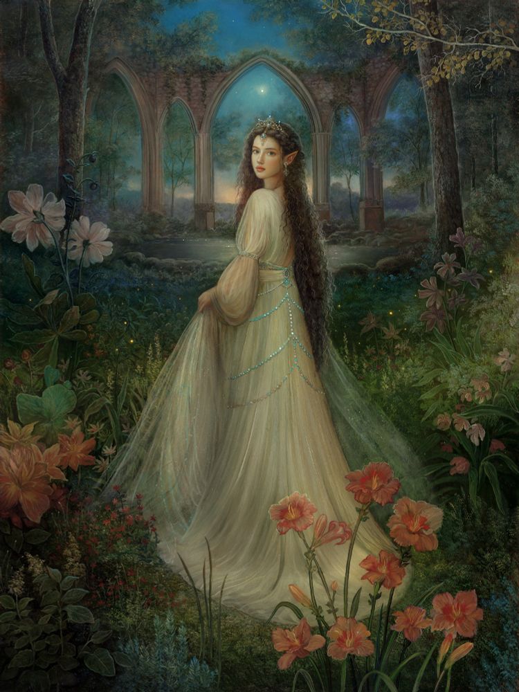 An oil painting of Princess Lirazel from, "The King of Elfland's Daughter."