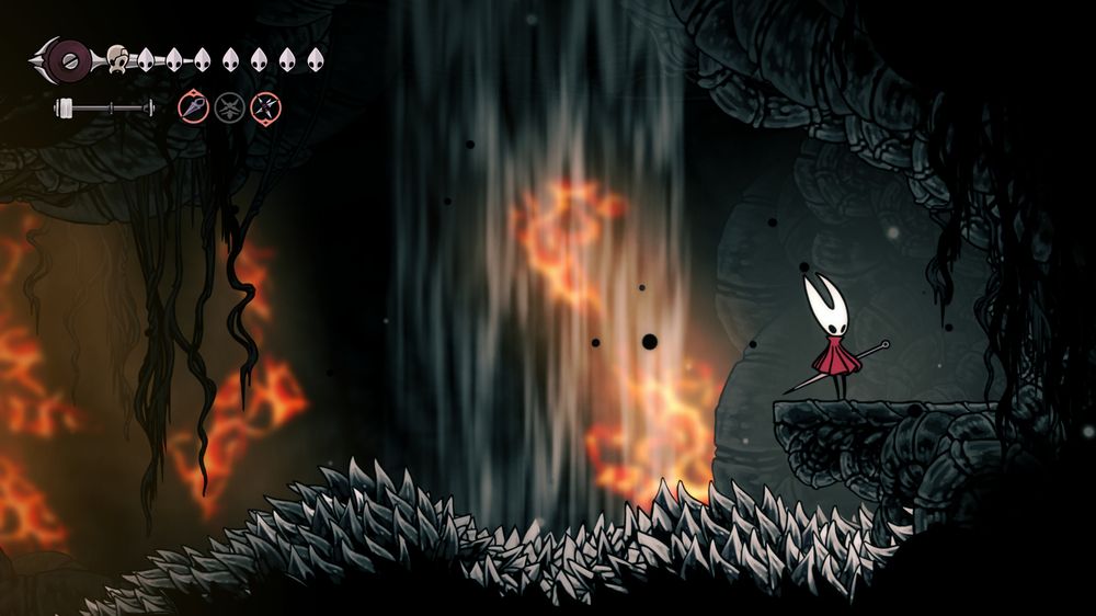 Zona del silksong con pinchos y viento (y los que sepan sabrán)