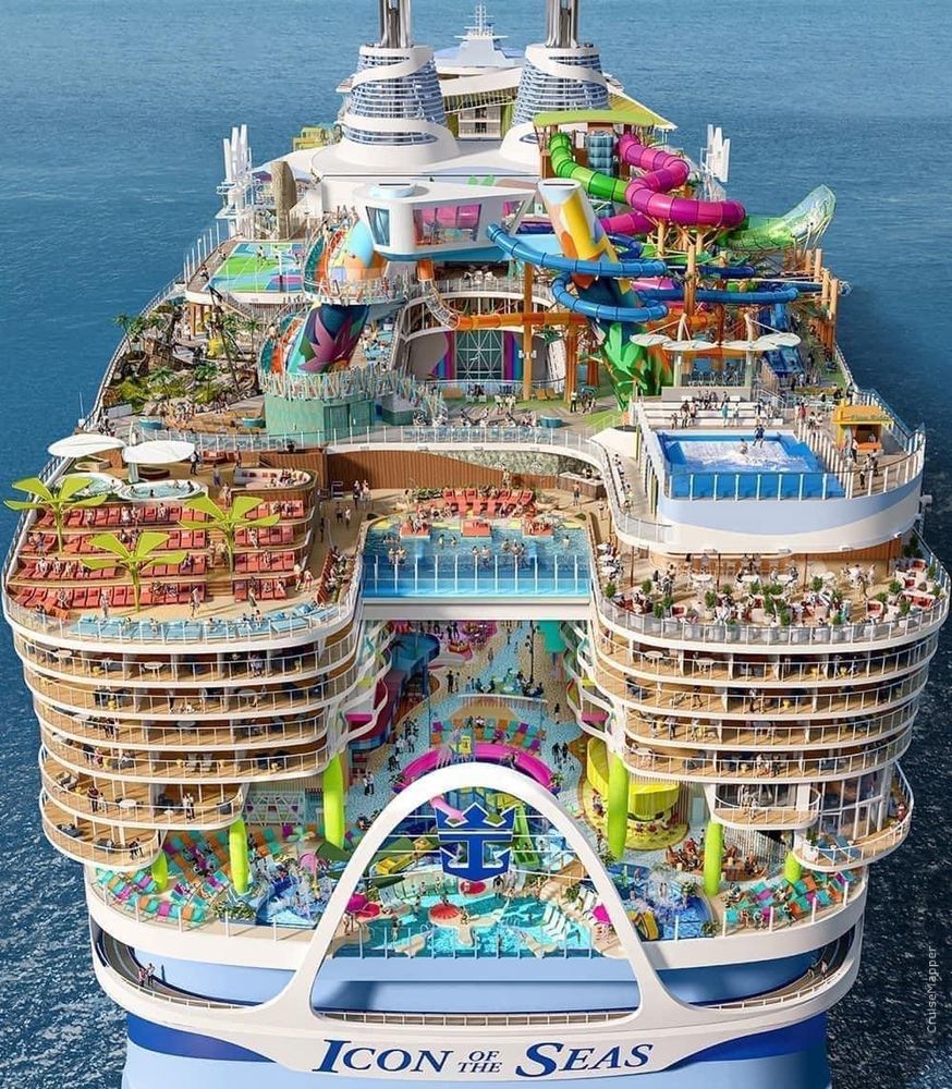 the icon of the seas, a multi deck cruise ship that’s launching next year with multiple swimming pools, water slides, and a bunch of other wild shit 