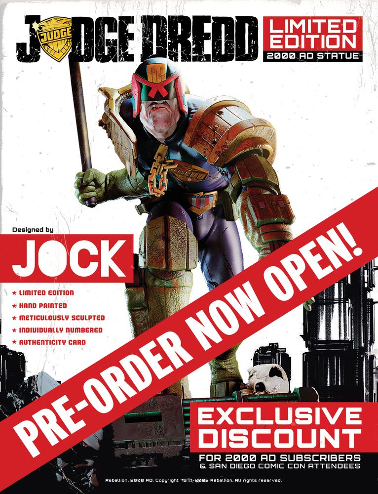 Judge Dredd by Jock limited edition statue - pre-orders now open with an exclusive discount for 2000 AD subscribers!