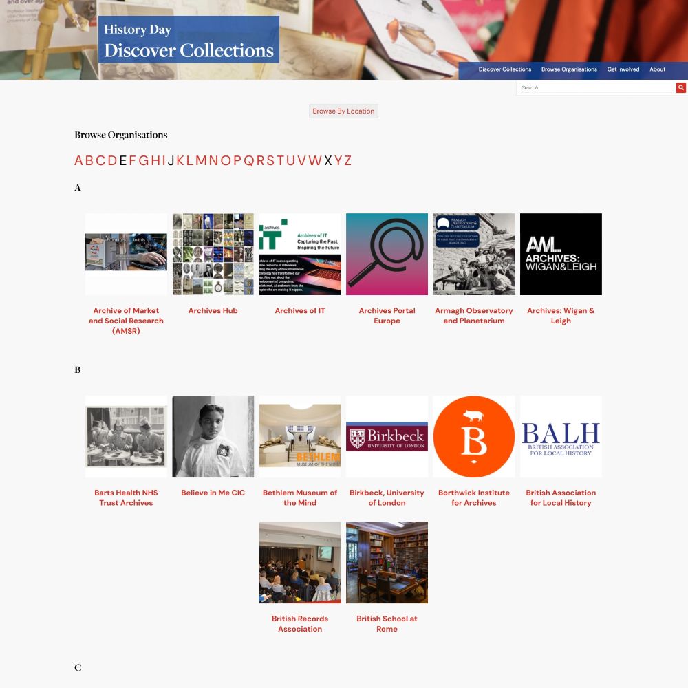 History Day: Discover Collections website