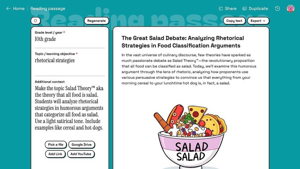 Padlet TA Reading Passage Generator