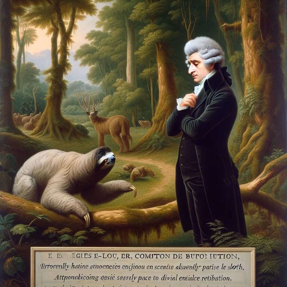 The first scientific description of sloths was by Georges-Louis Leclerc, Comte de Buffon in the 18th century. He initially thought them to be slow due to divine punishment, reflecting how little was understood about their ecological role. #SlothHistoryUnveiled