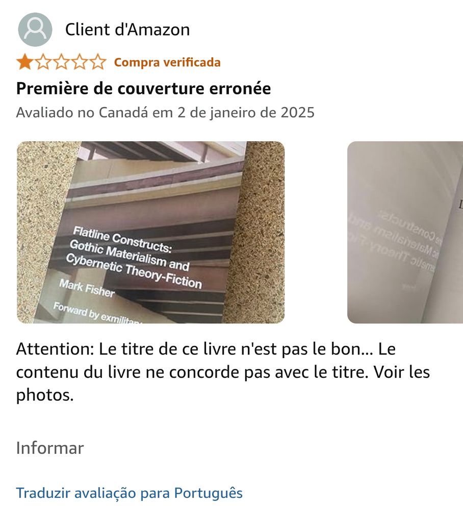Première de couverture erronée
Avaliado no Canadá em 2 de janeiro de 2025

Attention: Le titre de ce livre n'est pas le bon... Le contenu du livre ne concorde pas avec le titre. Voir les photos.
