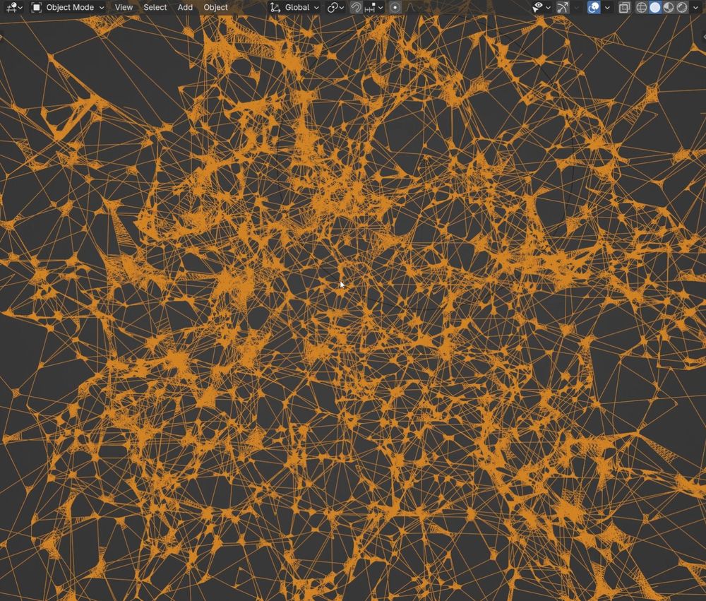 cosmic web in Blender - wireframe