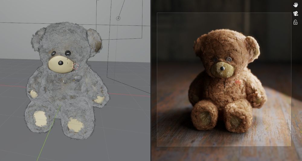 viewport (solid) vs viewport (rendered, Eevee)