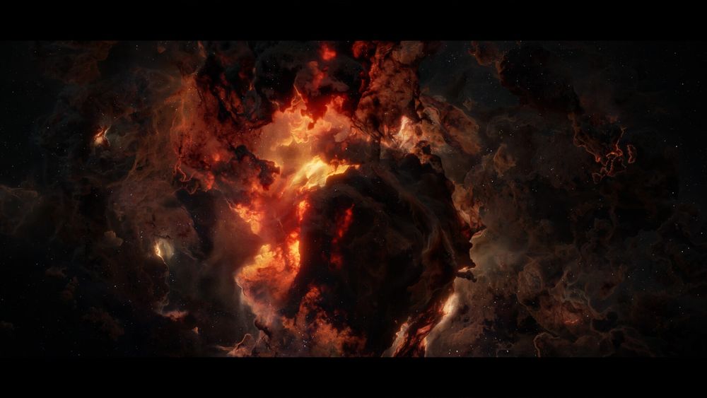 red 3d render, nebula