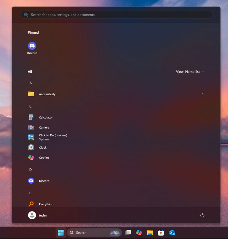 A screenshot showing the new Windows 11 Start menu design with many apps.