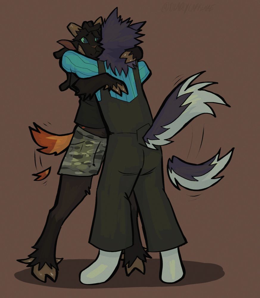 2 furries hugging (us)