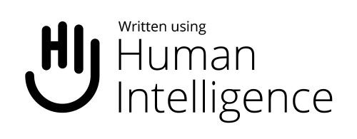 The human intelligence logo and the words 'written using human intelligence'