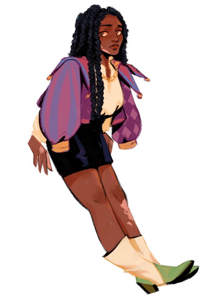 This is the same picture as the previous but her hair is now in long braids. 