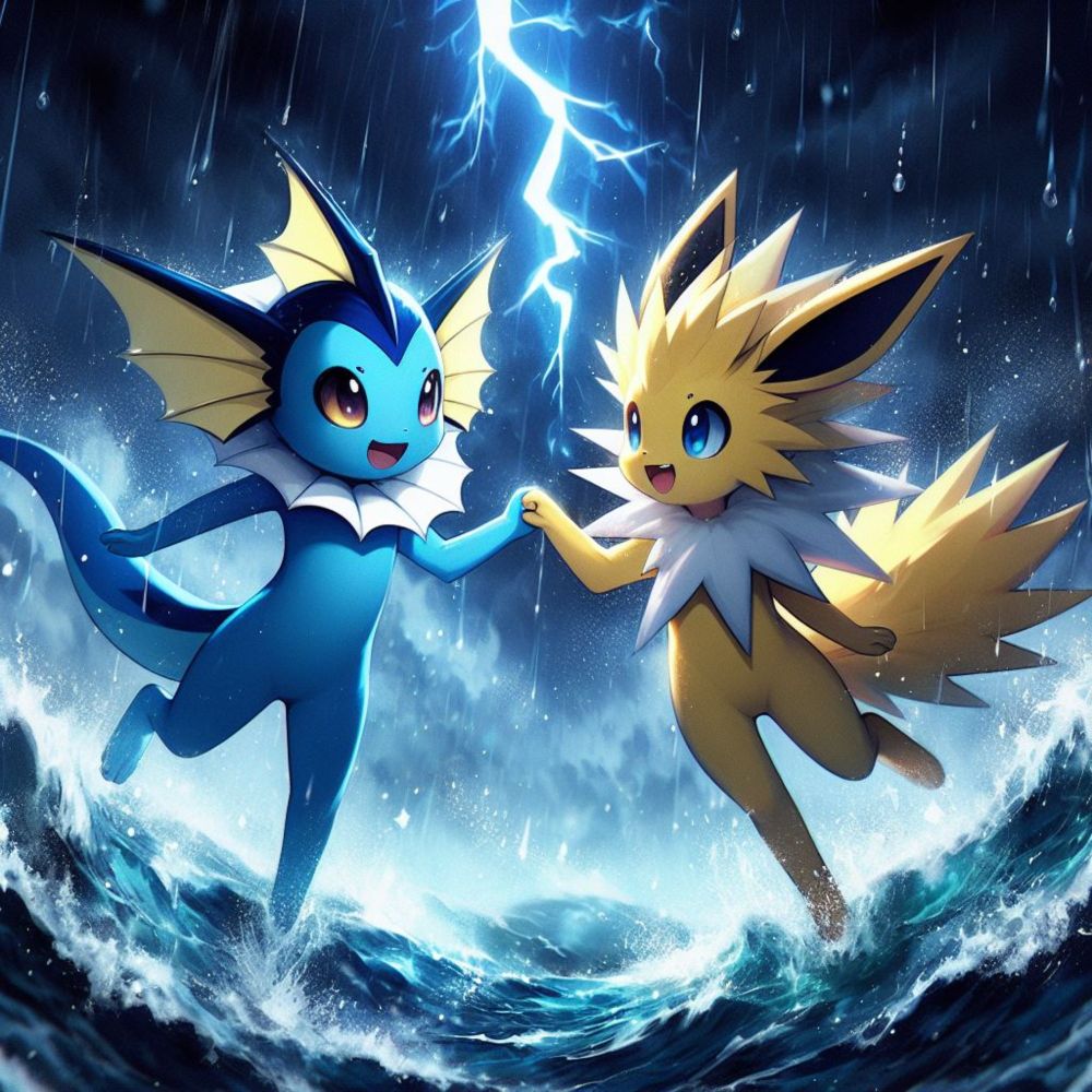 Prompting Anthro Jolteon and Vaporeon Together by Sajrep on DeviantArt