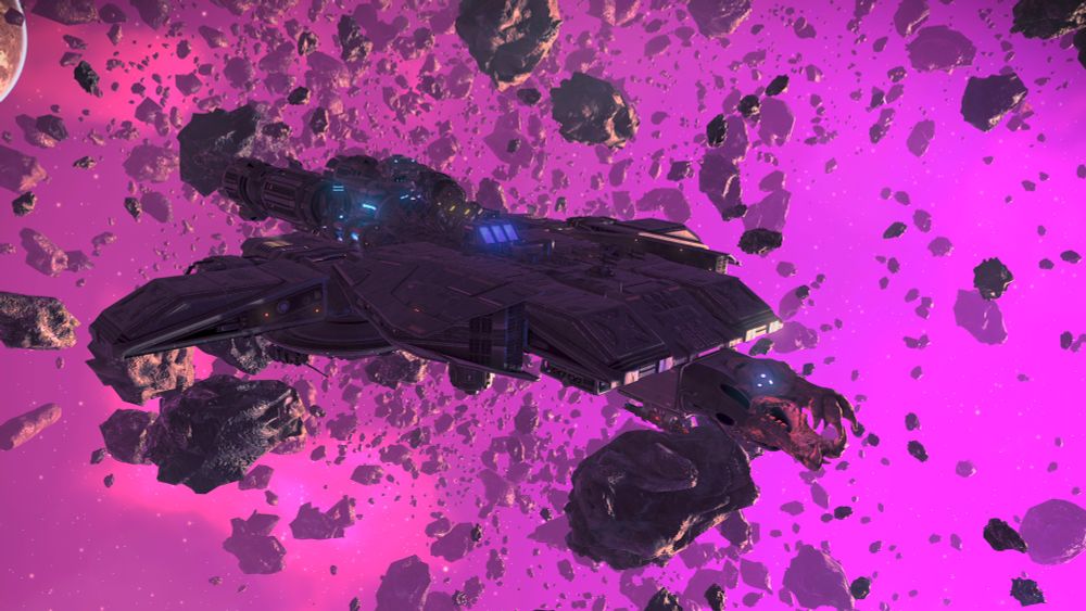 Skull corvette in asteroids