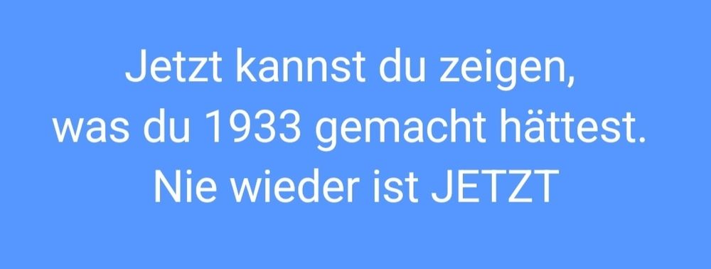 Jetzt kannst du zeigen, was du 1933 gemacht hättest.
#NieWieder ist JETZT