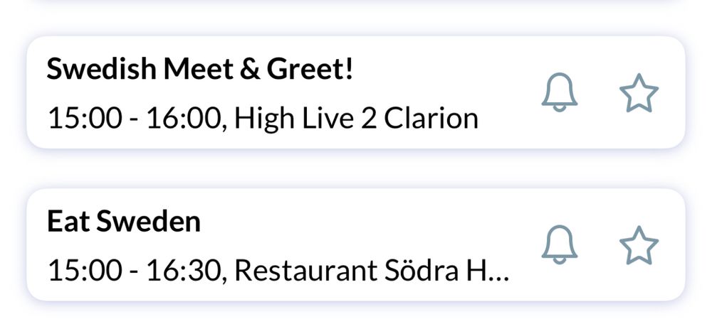 Swedish meet & greet at NFC is sceduled for the same time as “eat Sweden”