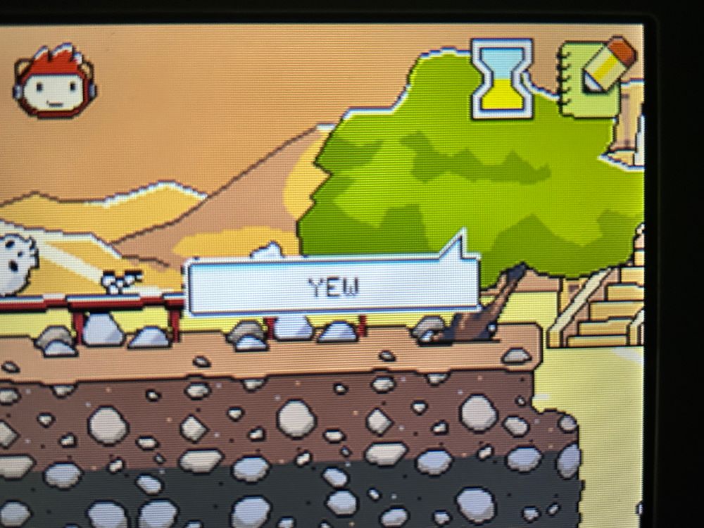 A picture of a yew tree in Super Scribblenauts. 