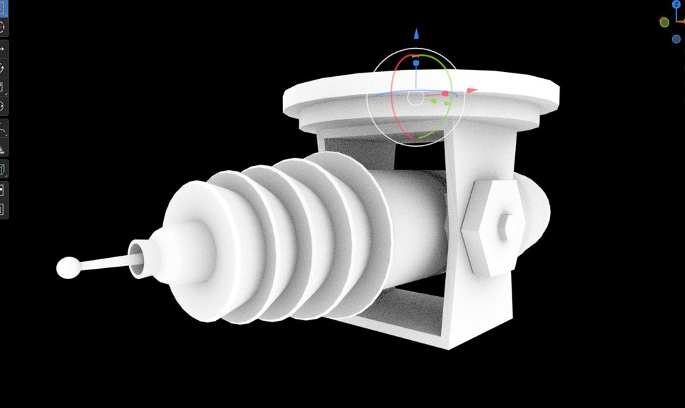 First iteration of the Cloister's laser model. Modeled directly based on concept art.