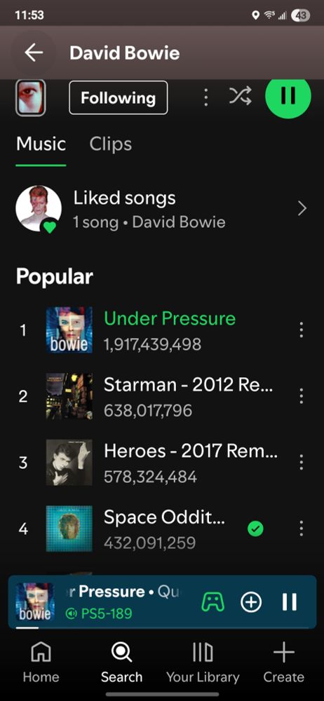 My Spotify list...of David Bowie