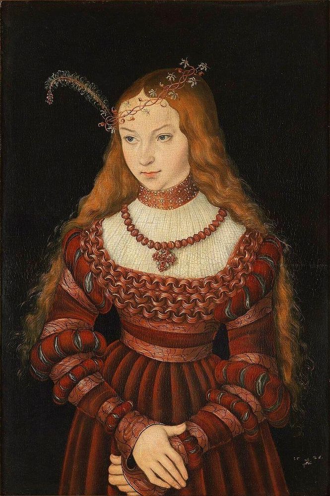 Portrait de Sibylle de Clèves, électrice consort de Saxe, à l'âge de 14 ans, par Lucas Cranach l'Ancien
