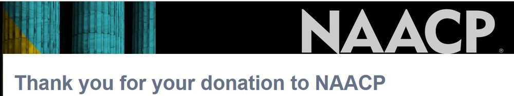 Thank you note for an online donation to the NAACP