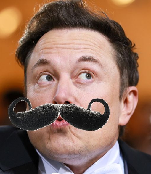 Elon with a fake mustache