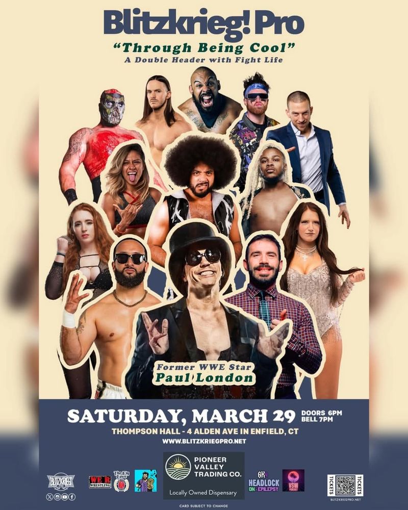 Blitzkrieg Pro 3/29 event flyer for Through Being Cool in Enfield, CT available on IWTV