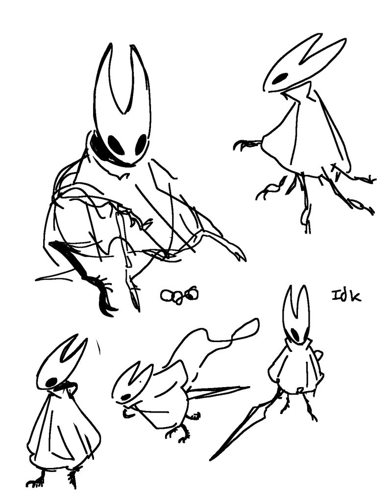 Sketches of hornet sitting standing and running
