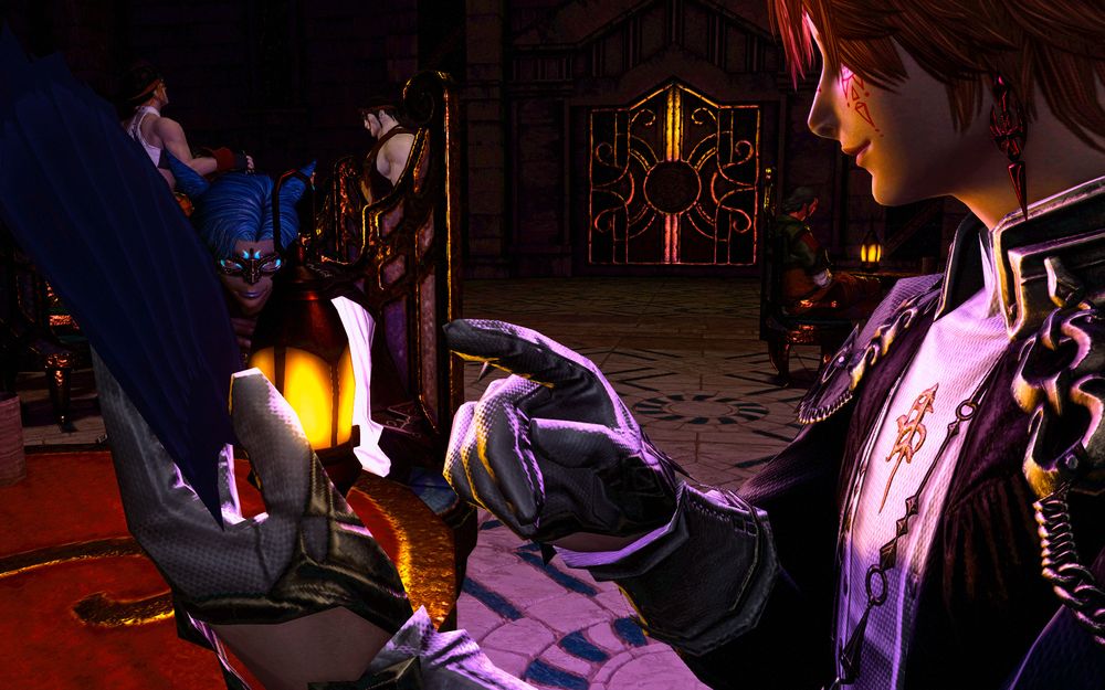 j'ce and loifa at a table in the hard place. this is shot from over loifa's shoulder.