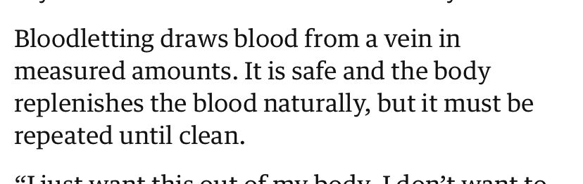 Quote from article explaining benefits of bloodletting. 