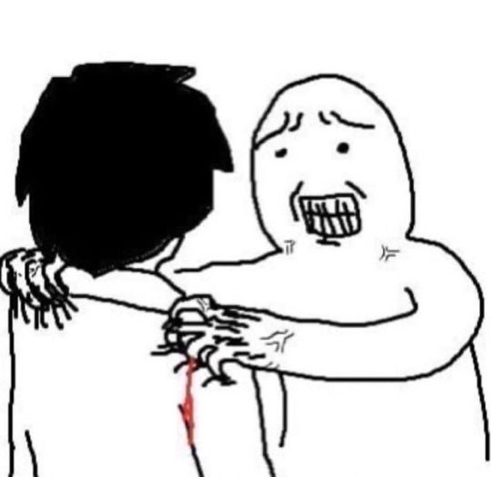 Image of an angry guy gripping a black-haired man in a white coat by the shoulders, which is meant to be Ayin from Lobotomy Corporation.