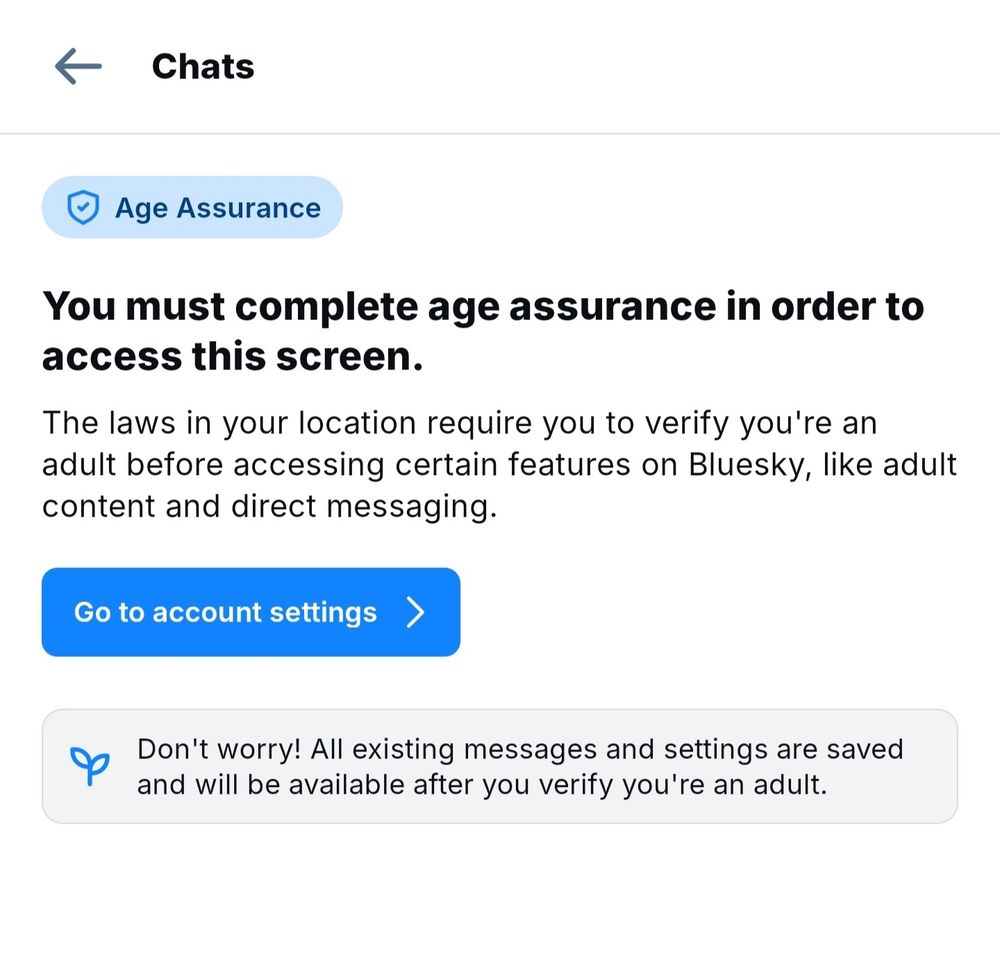 Screenshot of age verification for bluesky