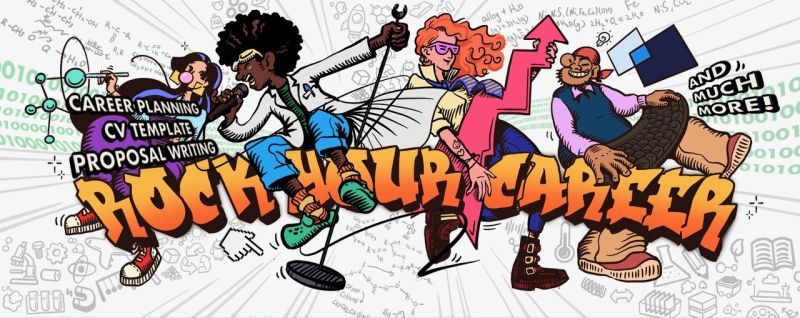 Image shows diverse students with different backgrounds interested in getting informed about their career opportunities. Writing says "Rock your Career".