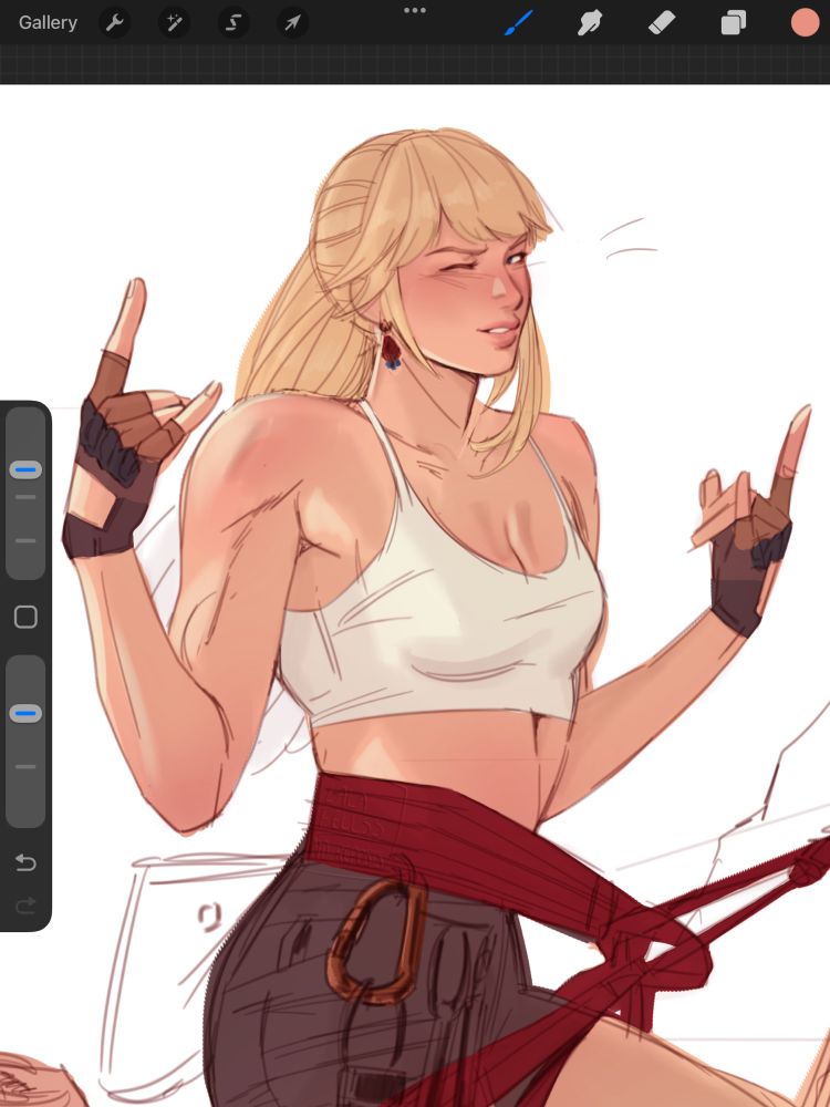 Lyse Hext FFXIV rockclimbing sketch I have previously posted …coloured a little bit for my enjoyment….  I miss her so bad I’m actively crying rn 