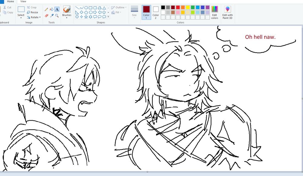 thancred angry at jackie but it’s sort of a redraw of that one meme . thought bubble “oh hell naw.”