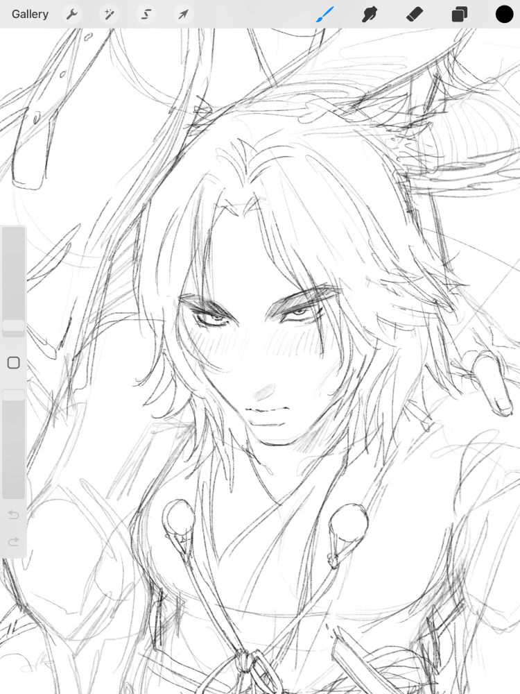 sketch of my wol jackie, Lyse is on her shoulder 