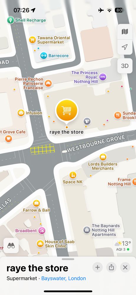 It’s a map, showing a junction of Westbourne Grove with Raye the store highlighted cos we’re featuring our Evening primrose oil range there until the 25th May 2025!
