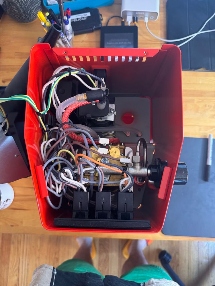 Espresso machine internals top view