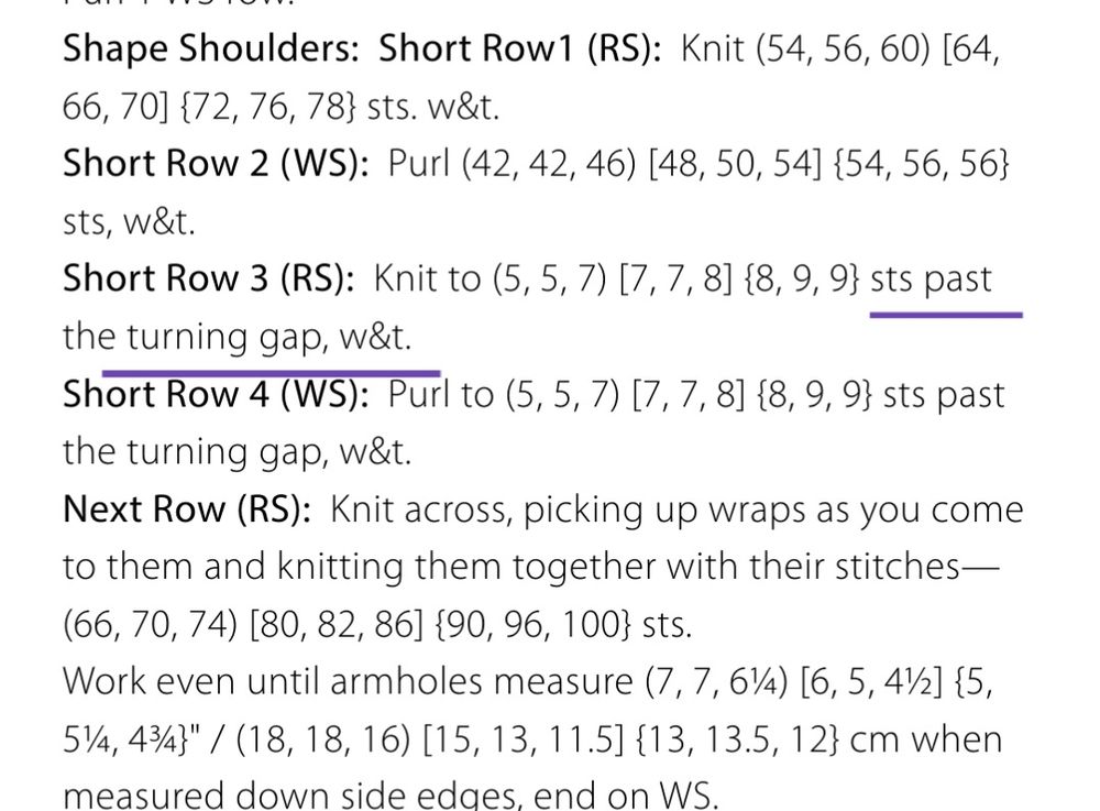 Screenshot of part of a knitting pattern 