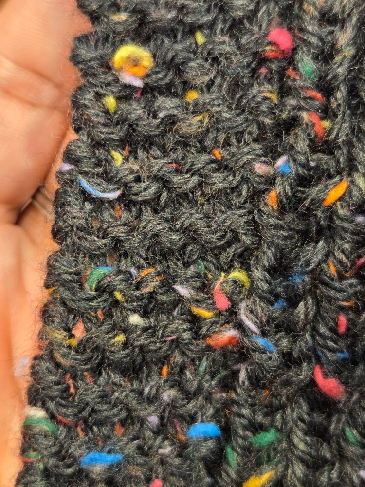 Zoomed in photo of garter stitch 