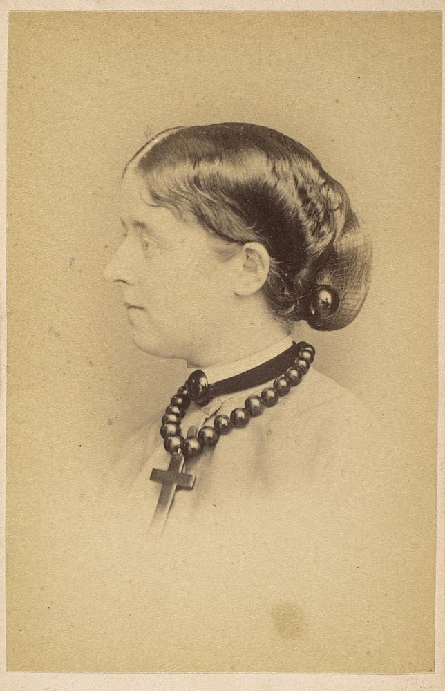 Sepia portrait of Adelaide Claxton in profile. John & Charles Watkins studios, 1860. 