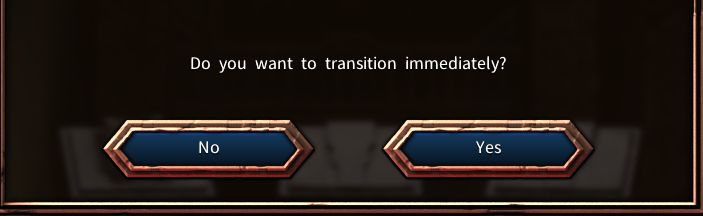 video game prompt from "HELLCARD" reading 

"Do you want to transition immediately?"