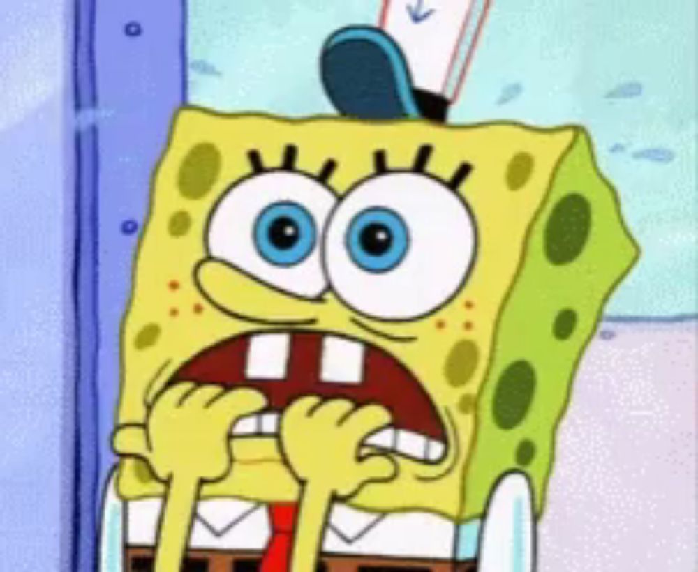 a cartoon of spongebob with a surprised look on his face and his mouth open