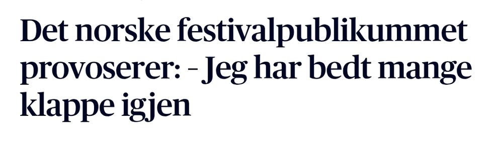 Skjermdump: Det norske festivalpublikummet provoserer: - Jeg har bedt mange klappe igjen