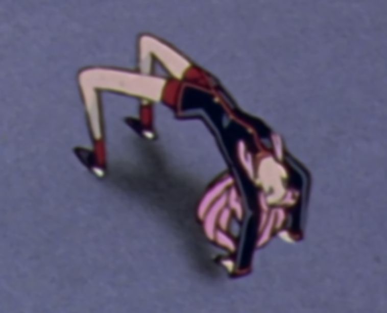 revolutionary girl utena in crunchy quality doing a backwards bridge pose on all fours