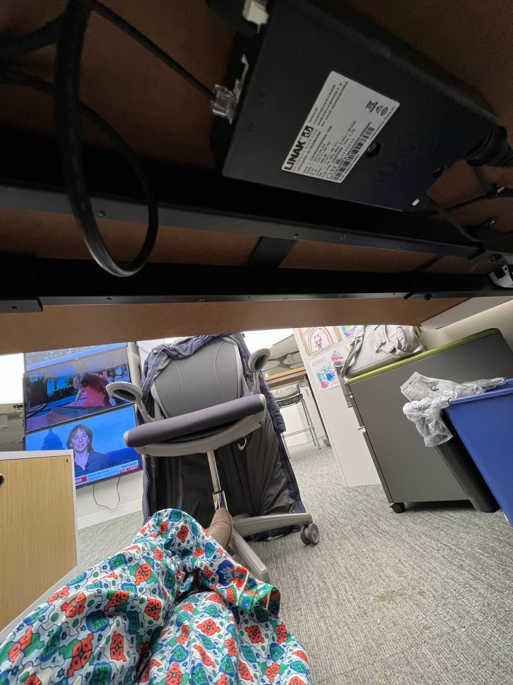 Looking out from under my desk