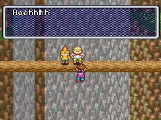 Rapaz pendurado em um tronco, preste cair na cachoeira, tal qual a sugestão do postador original 