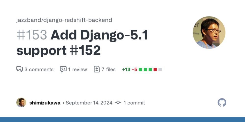 Add Django-5.1 support  #152 by shimizukawa · Pull Request #153 · jazzband/django-redshift-backend