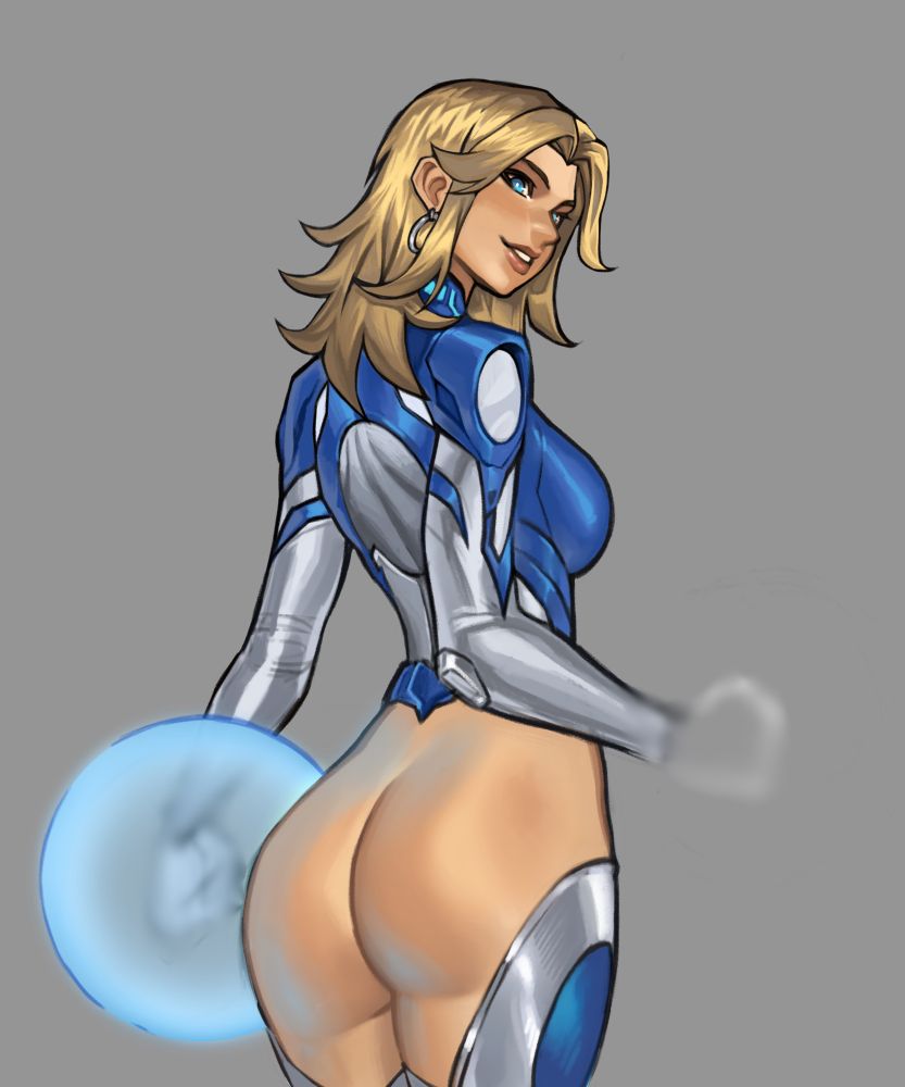 Sue Storm from Marvel Rivals with an exposed butt