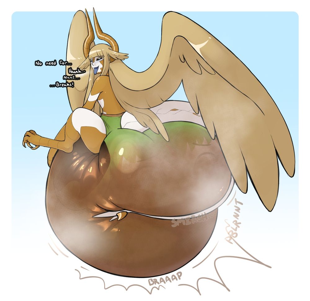 drawing of true form Callisto, aroused while packing the Minthe diaper full, and squishing her with their tail. She's almost totally faded away...
