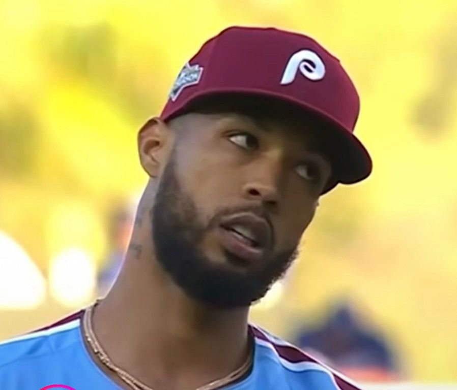 Cristopher Sanchez looking annoyed 